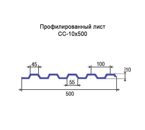 Профнастил СС10 оцинкованный с нестандартной шириной 0,5 м толщина 0,6