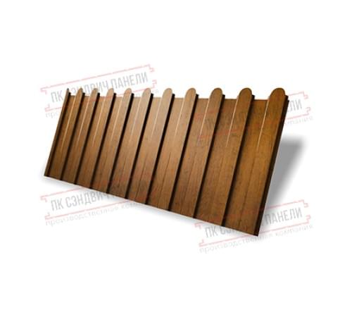 Профнастил фигурный C8 - 0,45 Print-Двусторонний Elite с пленкой Golden Wood. Профнастил фигурный C8 - 0,45 Print-Двусторонний Elite с пленкой Golden Wood.