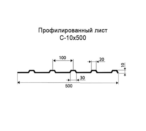 Профнастил С10 оцинкованный с нестандартной шириной 0,5 м толщина 0,5 Профнастил С10 оцинкованный с нестандартной шириной 0,5 м толщина 0,5