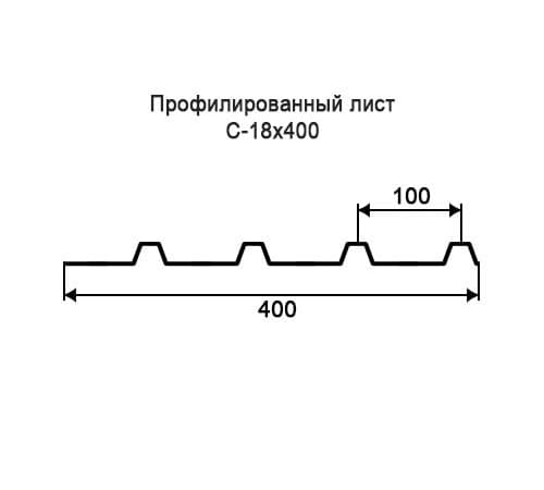Профнастил С18 окрашенный с нестандартной шириной 0,4 м толщина 0,7