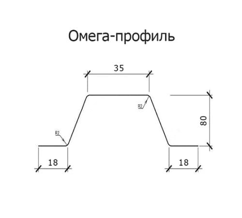Омега профиль Гнутый 80-2.5 Оцинкованный Омега профиль Гнутый 80-2.5 Оцинкованный