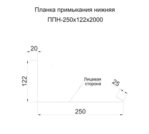 Планка примыкания нижняя 250х122х2000 Norman ПЭ-7024-0.5 Планка примыкания нижняя 250х122х2000 Norman ПЭ-7024-0.5