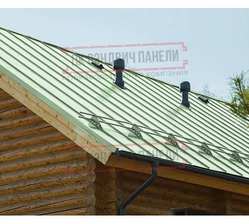 Фальц двойной стоячий Line 0,45 Полиэстер RAL6019 бело-зеленый с пленкой на замках
