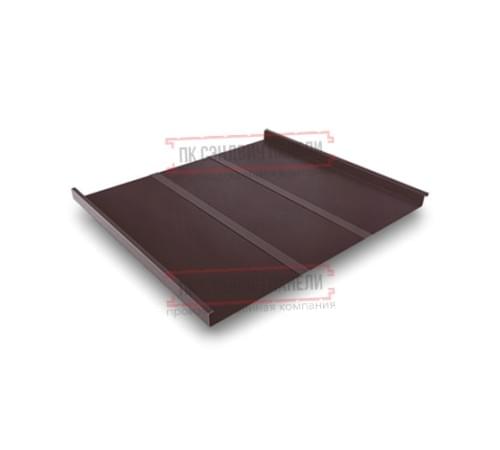 Фальц двойной стоячий Line 0,5 Atlas RAL8017 шоколад с пленкой на замках Фальц двойной стоячий Line 0,5 Atlas RAL8017 шоколад с пленкой на замках