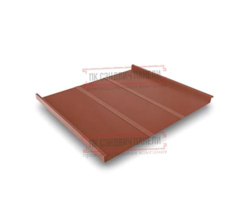 Фальц двойной стоячий Line 0,45 Drap RAL8004 терракота с пленкой на замках Фальц двойной стоячий Line 0,45 Drap RAL8004 терракота с пленкой на замках