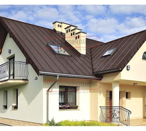 Фальц двойной стоячий 0,5 Rooftop Matte RAL8017 шоколад с пленкой на замках