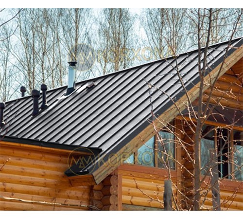 Кликфальц Line 0,5 Quarzit RAL7024 мокрый асфальт с пленкой на замках Кликфальц Line 0,5 Quarzit RAL7024 мокрый асфальт с пленкой на замках
