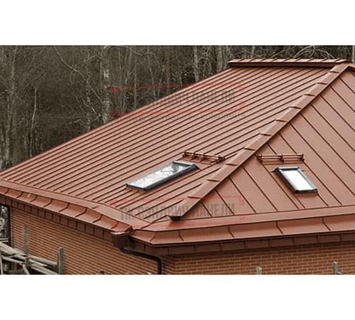 Кликфальц Pro 0,5 Velur RAL8004 терракота с пленкой на замках Кликфальц Pro 0,5 Velur RAL8004 терракота с пленкой на замках