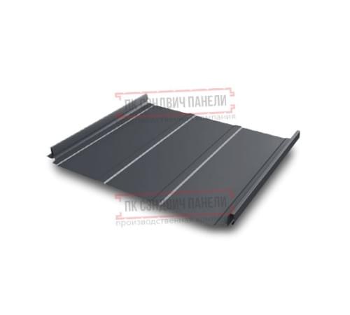 Кликфальц Pro Line 0,5 GreenCoat PuRAL RR 23 темно-серый (RAL7024 мокрый асфальт) с пленкой на замках Кликфальц Pro Line 0,5 GreenCoat PuRAL RR 23 темно-серый (RAL7024 мокрый асфальт) с пленкой на замках