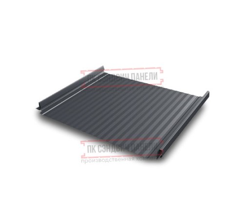 Кликфальц Pro Gofr 0,5 Quarzit lite RAL7024 мокрый асфальт с пленкой на замках Кликфальц Pro Gofr 0,5 Quarzit lite RAL7024 мокрый асфальт с пленкой на замках