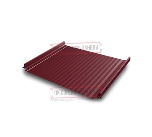 Кликфальц Pro Gofr 0,45 Drap RAL3005 красное вино с пленкой на замках Кликфальц Pro Gofr 0,45 Drap RAL3005 красное вино с пленкой на замках