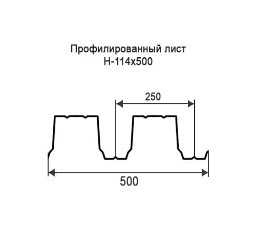 Профнастил Н114 оцинкованный с нестандартной шириной 0,5 м толщина 0,55