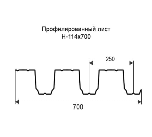 Профнастил Н114 окрашенный с нестандартной шириной 0,7 м толщина 0,6
