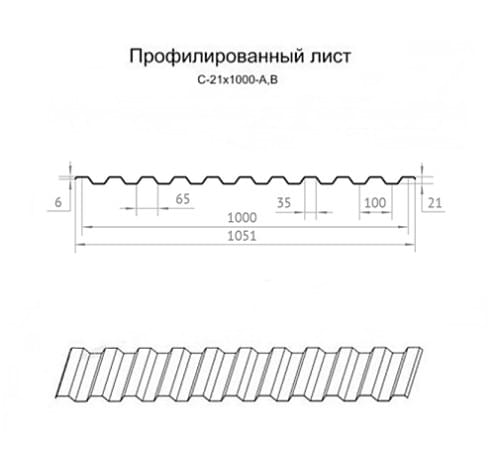 Продольно гнутый профнастил для укрытий конвейеров С21ПГ-1051, 0,6, нержавеющий Продольно гнутый профнастил для укрытий конвейеров С21ПГ-1051, 0,6, нержавеющий