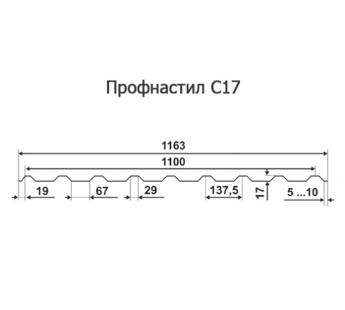 Продольно гнутый профнастил для укрытий конвейеров С17ПГ-1163, 0,9, нержавеющий Продольно гнутый профнастил для укрытий конвейеров С17ПГ-1163, 0,9, нержавеющий