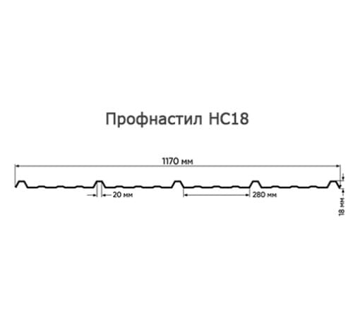 Продольно гнутый профнастил для укрытий конвейеров НС18ПГ-1170, 0,8, в полимерном покрытии Продольно гнутый профнастил для укрытий конвейеров НС18ПГ-1170, 0,8, в полимерном покрытии