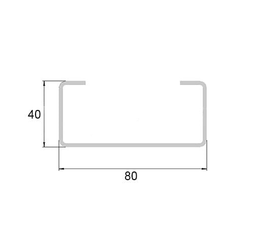С-образный профиль перфорированный К110 80x40x2000-1,5 мм, горячеоцинкованный С-образный профиль перфорированный К110 80x40x2000-1,5 мм, горячеоцинкованный