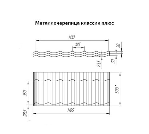 Металлочерепица классик плюс RAL5021 Satin-0.5 Металлочерепица классик плюс RAL5021 Satin-0.5