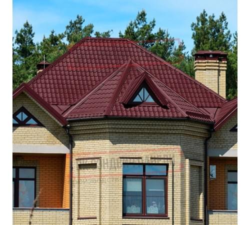 Металлочерепица Модерн RAL3005 Drap-0,45 Металлочерепица Модерн RAL3005 Drap-0,45