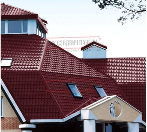 Металлочерепица Квадро профи RAL3005 Velur-0,5 Металлочерепица Квадро профи RAL3005 Velur-0,5