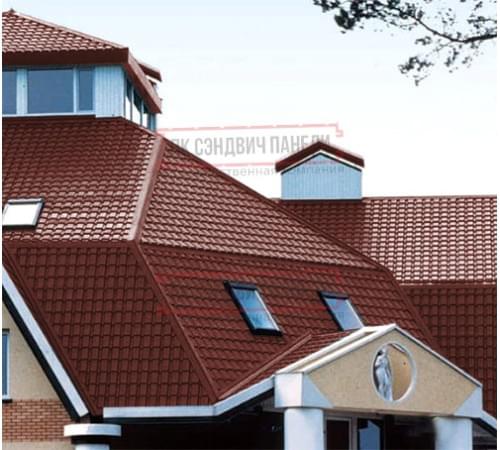 Металлочерепица Квадро профи RAL3009 Velur-0,5 Металлочерепица Квадро профи RAL3009 Velur-0,5