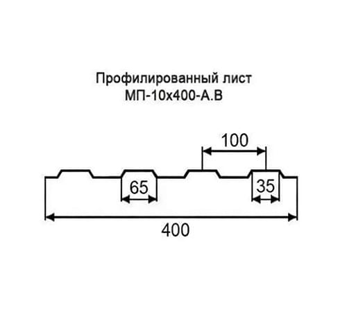 Профнастил МП10 оцинкованный с нестандартной шириной 0,4 м толщина 0,65