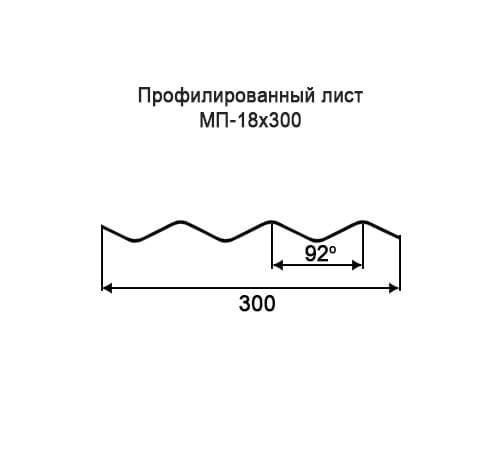 Профнастил МП18 оцинкованный с нестандартной шириной 0,3 м толщина 0,5