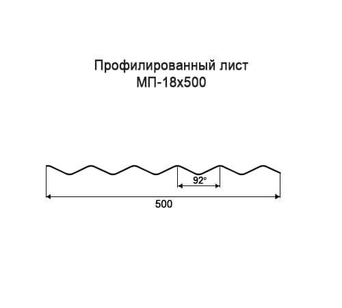 Профнастил МП18 оцинкованный с нестандартной шириной 0,5 м толщина 0,4