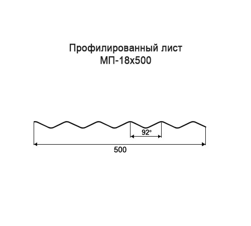Профнастил МП18 оцинкованный с нестандартной шириной 0,5 м толщина 0,5