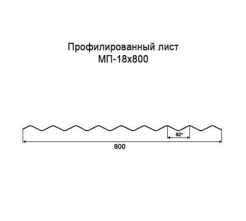 Профнастил МП18 окрашенный с нестандартной шириной 0,8 м толщина 0,7