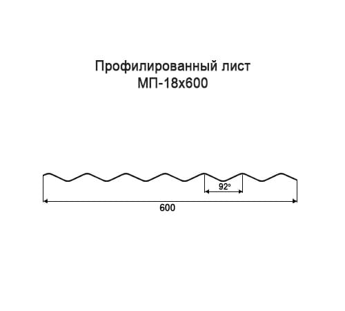 Профнастил МП18 оцинкованный с нестандартной шириной 0,6 м толщина 0,35
