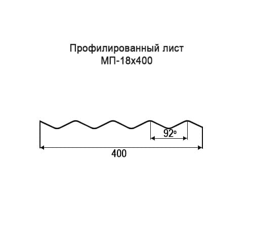 Профнастил МП18 окрашенный с нестандартной шириной 0,4 м толщина 0,6
