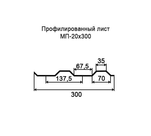Профнастил МП20 окрашенный с нестандартной шириной 0,3 м толщина 0,6