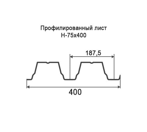 Профнастил Н75 оцинкованный с нестандартной шириной 0,4 м толщина 0,65