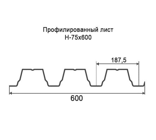 Профнастил Н75 окрашенный с нестандартной шириной 0,6 м толщина 0,65