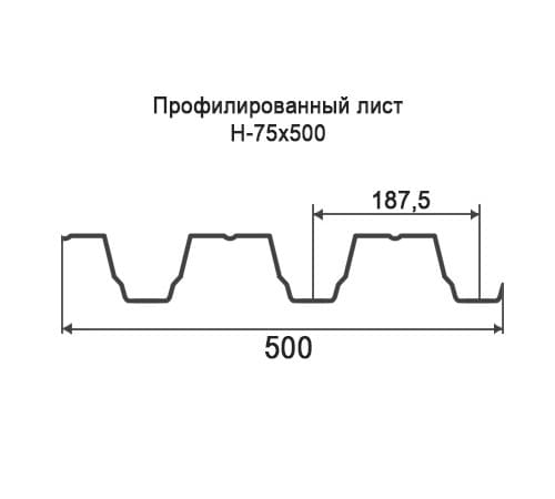 Профнастил Н75 окрашенный с нестандартной шириной 0,5 м толщина 0,5