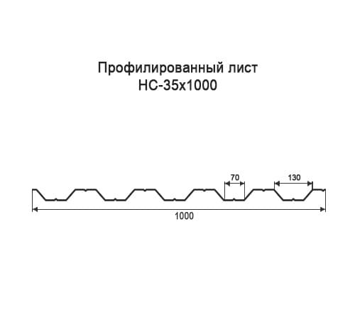 Профнастил НС35 оцинкованный с нестандартной шириной 1 м толщина 0,55