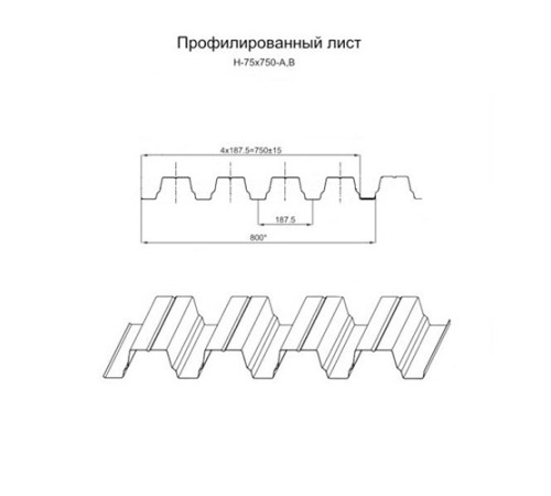 Профнастил Н75-750 Оцинкованный-0.75 Профнастил Н75-750 Оцинкованный-0.75