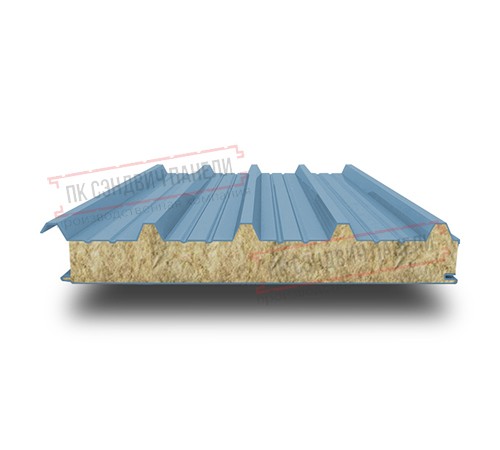 Сэндвич панели кровельные с минеральной ватой, ширина 1000 мм, толщина 40 мм, 0.5/0.5, RAL5024 Сэндвич панели кровельные с минеральной ватой, ширина 1000 мм, толщина 40 мм, 0.5/0.5, RAL5024