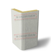 Угловая сэндвич-панель вертикальная из пенополиизоцианурата, 0.5/0.5, ширина 1200 мм, толщина 10 мм, RAL9002