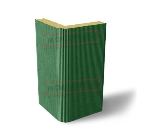 Угловая сэндвич-панель вертикальная из пенополиизоцианурата, 0.5/0.5, ширина 1200 мм, толщина 20 мм, RAL6002 Угловая сэндвич-панель вертикальная из пенополиизоцианурата, 0.5/0.5, ширина 1200 мм, толщина 20 мм, RAL6002