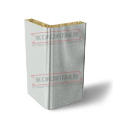 Угловая сэндвич-панель вертикальная из минеральной ваты, 0.5/0.5, ширина 1000 мм, толщина 10 мм, RAL7047