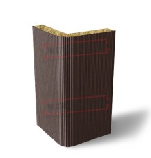 Угловая сэндвич-панель вертикальная из минеральной ваты, 0.5/0.5, ширина 1200 мм, толщина 10 мм, RAL8017