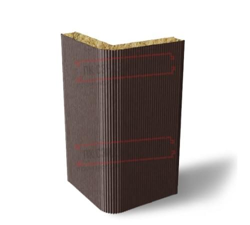 Угловая сэндвич-панель вертикальная из минеральной ваты, 0.5/0.5, ширина 1200 мм, толщина 40 мм, RAL8017 Угловая сэндвич-панель вертикальная из минеральной ваты, 0.5/0.5, ширина 1200 мм, толщина 40 мм, RAL8017