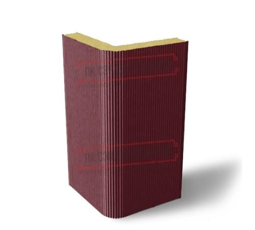 Угловая сэндвич-панель вертикальная из пенополиизоцианурата, 0.5/0.5, ширина 1200 мм, толщина 30 мм, RAL3005 Угловая сэндвич-панель вертикальная из пенополиизоцианурата, 0.5/0.5, ширина 1200 мм, толщина 30 мм, RAL3005