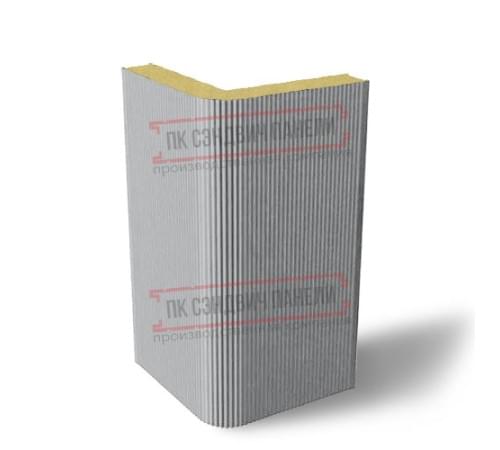 Угловая сэндвич-панель вертикальная из пенополиизоцианурата, 0.5/0.5, ширина 1000 мм, толщина 30 мм, RAL7004 Угловая сэндвич-панель вертикальная из пенополиизоцианурата, 0.5/0.5, ширина 1000 мм, толщина 30 мм, RAL7004