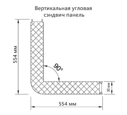 Угловая сэндвич-панель вертикальная из пенополистирола, 0.5/0.5, ширина 1000 мм, толщина 30 мм, RAL6002 Угловая сэндвич-панель вертикальная из пенополистирола, 0.5/0.5, ширина 1000 мм, толщина 30 мм, RAL6002