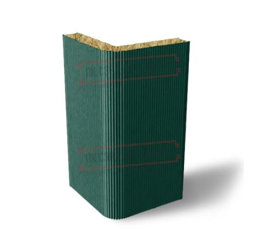Угловая сэндвич-панель вертикальная из минеральной ваты, 0.5/0.5, ширина 1000 мм, толщина 10 мм, RAL6005 Угловая сэндвич-панель вертикальная из минеральной ваты, 0.5/0.5, ширина 1000 мм, толщина 10 мм, RAL6005