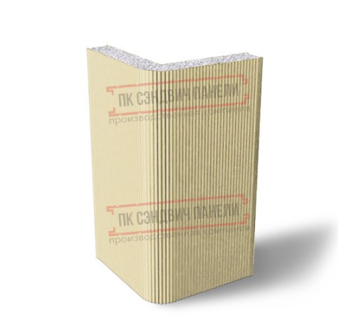 Угловая сэндвич-панель вертикальная из пенополистирола, 0.5/0.5, ширина 1000 мм, толщина 10 мм, RAL1014 Угловая сэндвич-панель вертикальная из пенополистирола, 0.5/0.5, ширина 1000 мм, толщина 10 мм, RAL1014