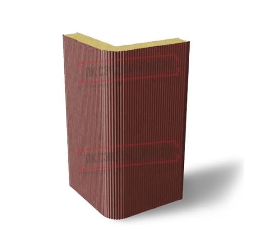 Угловая сэндвич-панель вертикальная из пенополиизоцианурата, 0.5/0.5, ширина 1000 мм, толщина 30 мм, RAL3009 Угловая сэндвич-панель вертикальная из пенополиизоцианурата, 0.5/0.5, ширина 1000 мм, толщина 30 мм, RAL3009
